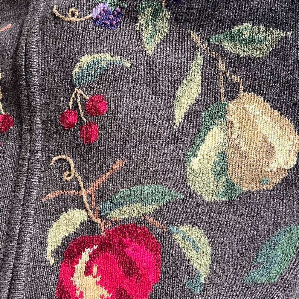 Vintage Novelty Knit Fruit Cardigan Sweater Silk Cotton Whimsical Cottagecore - Picture 13 of 14